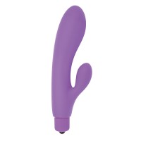 Фиолетовый вибратор с клиторальным пальчиком TINY RABBIT SILICONE - 15 см. Фиолетовый вибратор с клиторальным пальчиком TINY RABBIT SILICONE - 15 см.