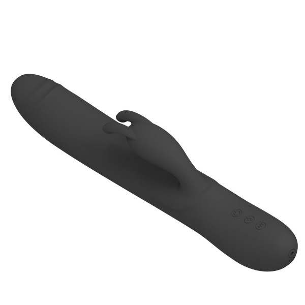 Черный вибратор-кролик Byron с движущимися шариками - 25 см. Черный вибратор-кролик Byron с движущимися шариками - 25 см.