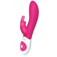 Ярко-розовый вибромассажёр The Come Hither Rabbit с клиторальным отростком - 22 см. Ярко-розовый вибромассажёр The Come Hither Rabbit с клиторальным отростком - 22 см.