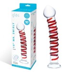 Прозрачный стимулятор с красной спиралью 10 Mr. Swirly Dildo - 25,4 см.