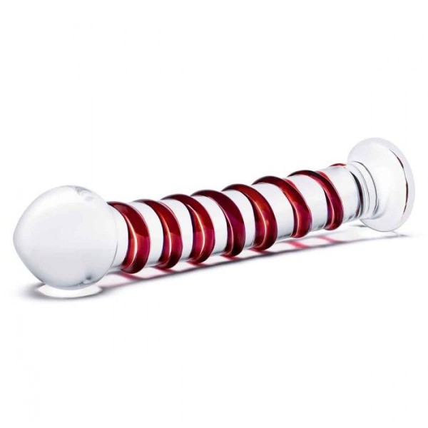 Прозрачный стимулятор с красной спиралью 10 Mr. Swirly Dildo - 25,4 см.