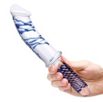 Прозрачно-синий двусторонний стимулятор 11 Realistic Double Ended Dildo - 28 см.