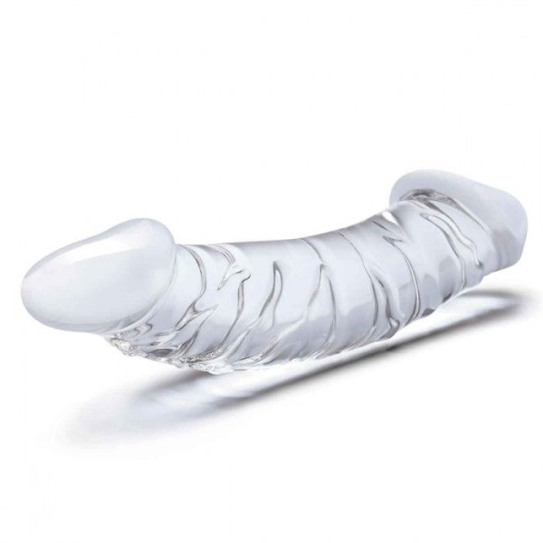 Прозрачный двухголовый стимулятор с рельефом 10,5 Girthy Realistic Glass Double Dong - 26,7 см.