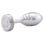 Серебристая анальная втулка Doxy Ribbed Butt Plug - 10,5 см.