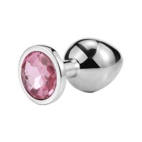 Серебристая анальная пробка iWonder c розовым кристаллом - 7,2 см. Серебристая анальная пробка iWonder c розовым кристаллом - 7,2 см.