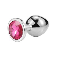 Серебристая анальная пробка iWonder c нежно-розовым кристаллом - 7,2 см. Серебристая анальная пробка iWonder c нежно-розовым кристаллом - 7,2 см.