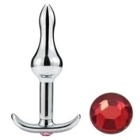 Металлическая анальная пробка-капля с красным кристаллом - 8,8 см. Металлическая анальная пробка-капля с красным кристаллом - 8,8 см.