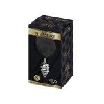 Серебристая анальная пробка с черным хвостиком Metal Anal Fluffly Twist Plug S