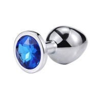 Серебристая анальная пробка iWonder c синим кристаллом - 7,2 см. Серебристая анальная пробка iWonder c синим кристаллом - 7,2 см.