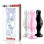 Черная стеклянная анальная втулка с рельефом 4.5 Glass Romance - 11,3 см.