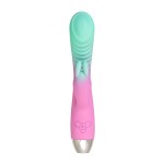 Мятно-розовый вибратор для точки G с клиторальным отростком Orchid - 21 см.