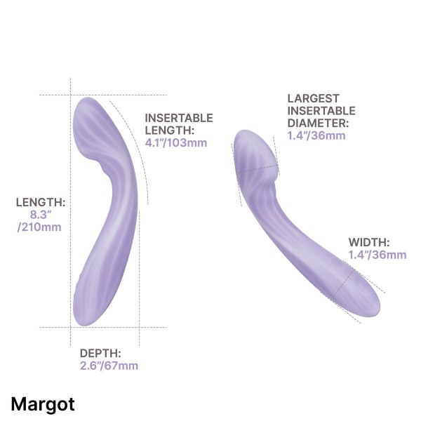 Сиреневый интерактивный вибростимулятор с функцией нагрева Margot - 21 см. Сиреневый интерактивный вибростимулятор с функцией нагрева Margot - 21 см.