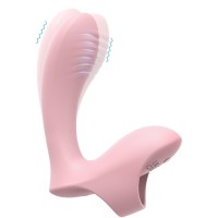 Нежно-розовый вибромассажер с петелькой на палец Нежно-розовый вибромассажер с петелькой на палец