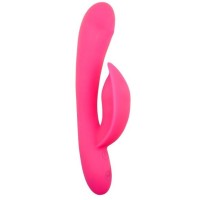 Розовый перезаряжаемый вибромассажер Sidney с функцией поглаживания - 19,5 см.