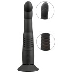 Черный вибратор с поступательными движениями G and P-Spot Thrusting Vibrator - 23 см.