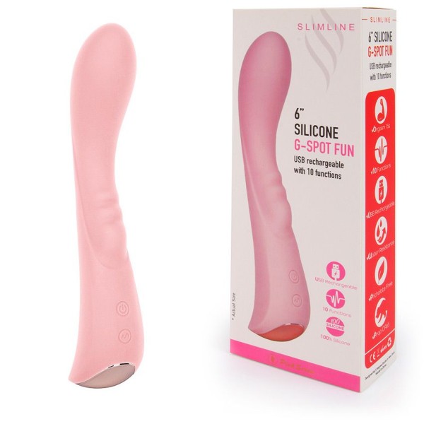 Нежно-розовый вибромассажер 6 Silicone G-Spot Fun - 19,1 см.