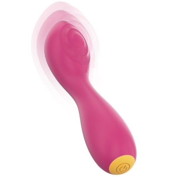 Розовый перезаряжаемый мини-вибратор с режимом постукивания - 12,5 см.