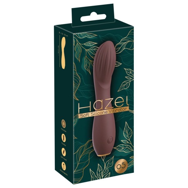 Коричневый вибратор с рельефной головкой Hazel 05 - 15 см.