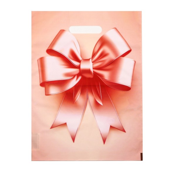 Пакет с принтом в виде банта с вырубной ручкой (30х40 см)