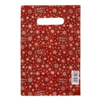 Красный подарочный новогодний пакет с вырубной ручкой (20х30 см)