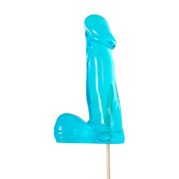 Голубой леденец в форме члена со вкусом блю кюрасао - 173 гр.