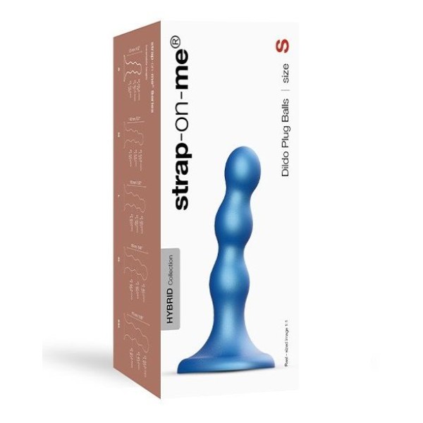 Голубая насадка Strap-On-Me Dildo Plug Balls size S