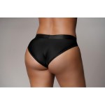 Черные трусики для страпона с вибропулей - размер XL-XXL
