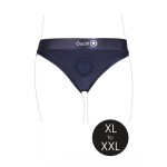 Черные трусики для страпона с вибропулей - размер XL-XXL