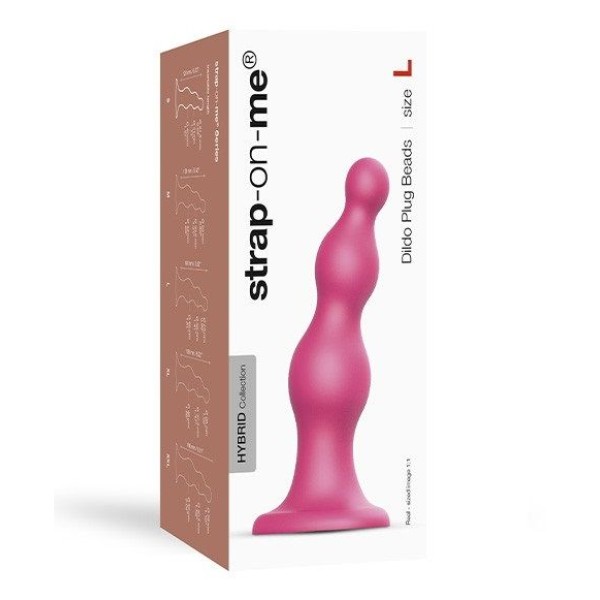 Розовая насадка Strap-On-Me Dildo Plug Beads size L