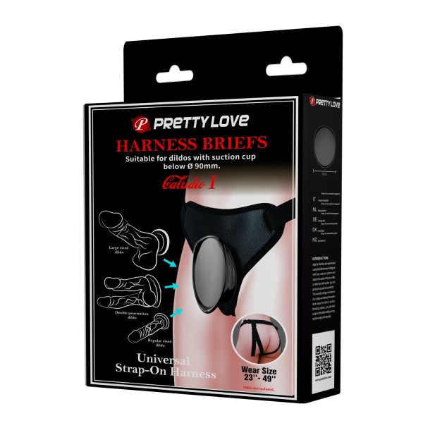 Черные трусики харнесс с платформой Caludio I