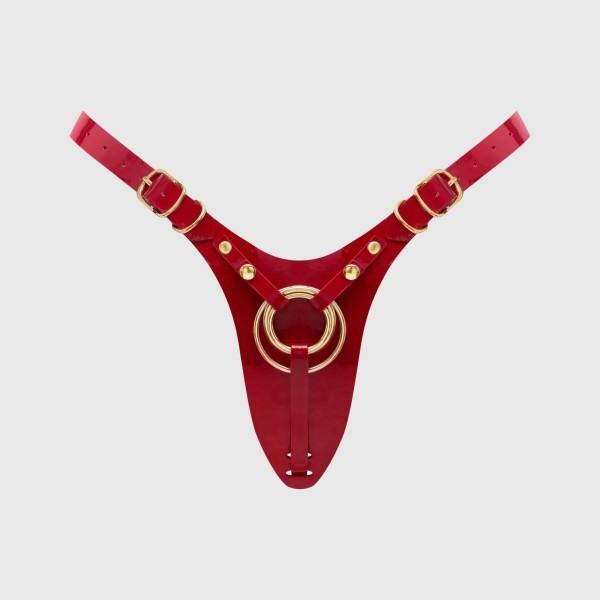 Красный пояс для фиксации насадок Strap-On-Me Leatherette Harness Fabulous