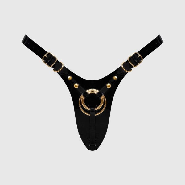 Черный пояс для фиксации насадок Strap-On-Me Leatherette Harness Fabulous