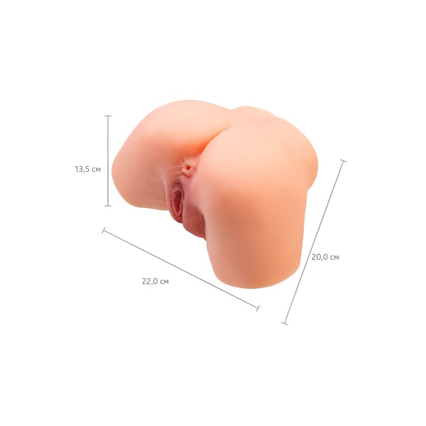 Телесный реалистичный мастурбатор-полуторс с 2 любовными входами