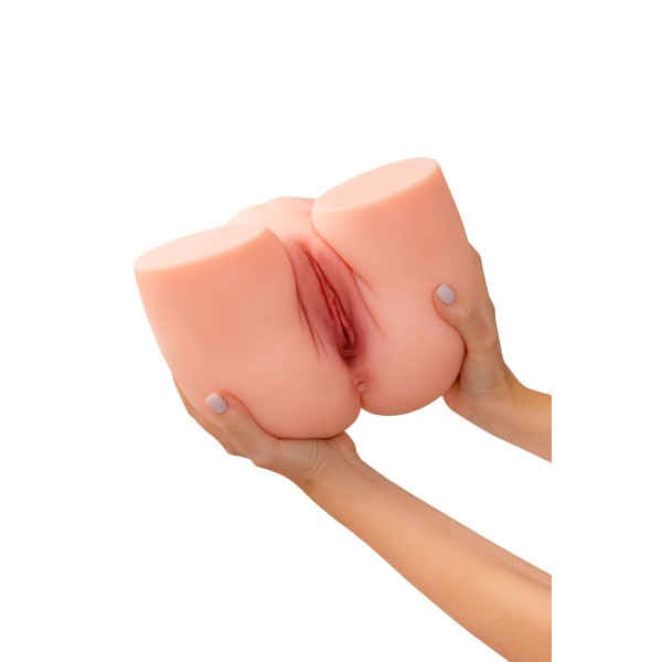 Телесный реалистичный мастурбатор-полуторс с 2 любовными входами