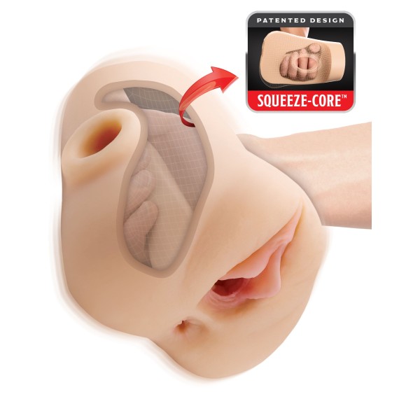 Телесный мастурбатор с вибрацией Double Pounder Vibrating Squeeze Stroker