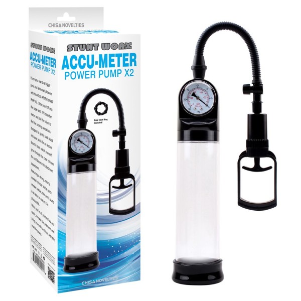 Прозрачная вакуумная помпа с манометром Accu-Meter Power Pump X2