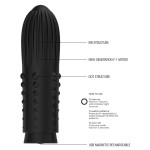 Черная вибропуля Turbo Rechargeable Bullet Lush - 9,8 см.