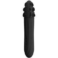 Черный вибромассажер-ротатор Aaron с рельефной массирующей головкой - 19,5 см.
