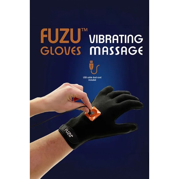 Черная виброперчатка для массажа Fuzu на правую руку