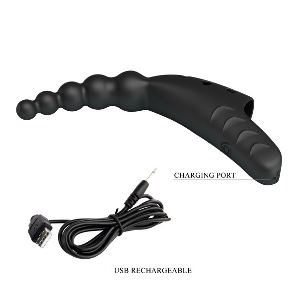 Черный вибратор на палец Jordin - 12,2 см.